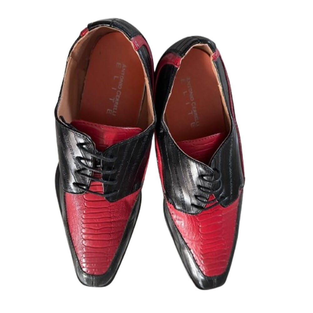 Antonio Cerrelli Black Pink Wingtip Oxford Dress Shoes Size 10